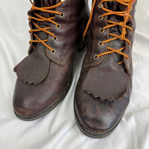Vintage Durango Mens Full Leather Packer Boots Brown Red Size 11 EE WIDE Cowboy - Picture 2 of 12
